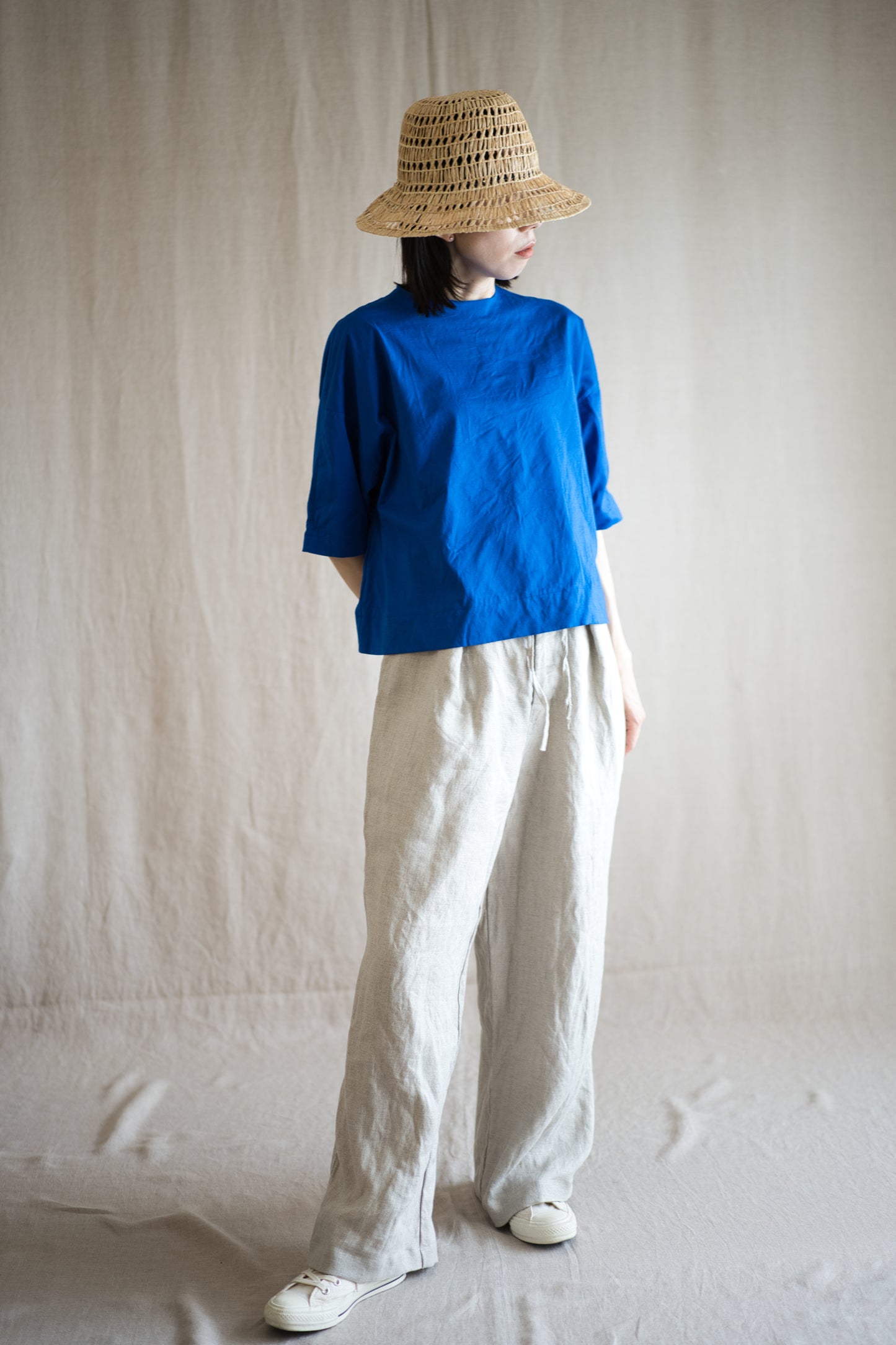 Oxford Linen Wide Pants/Ecru