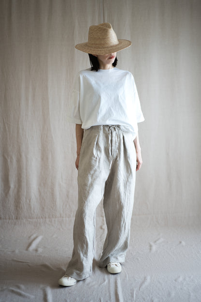 Oxford Linen Wide Pants/Ecru