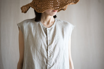 Oxford Linen Fringe Dress/Ecru
