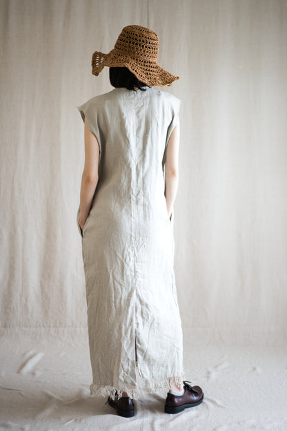 Oxford Linen Fringe Dress/Ecru