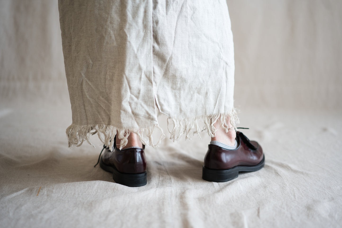 Oxford Linen Fringe Dress/Ecru