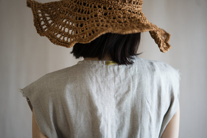 Oxford Linen Fringe Dress/Ecru