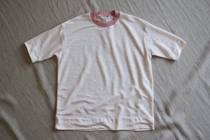 アイリッシュリネンリンガーT/Irish Linen Ringer T/Pinkish White - Pink