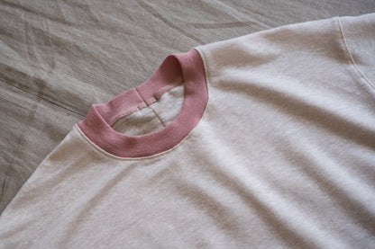 アイリッシュリネンリンガーT/Irish Linen Ringer T/Pinkish White - Pink