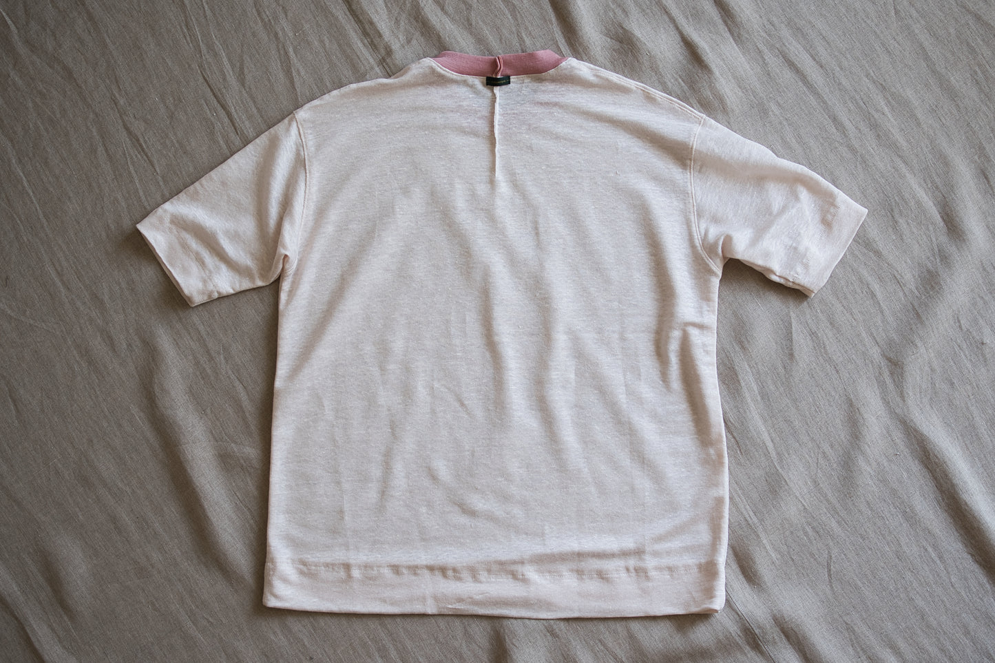 アイリッシュリネンリンガーT/Irish Linen Ringer T/Pinkish White - Pink