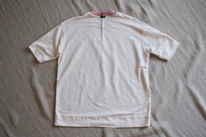 アイリッシュリネンリンガーT/Irish Linen Ringer T/Pinkish White - Pink