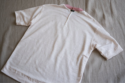 アイリッシュリネンリンガーT/Irish Linen Ringer T/Pinkish White - Pink