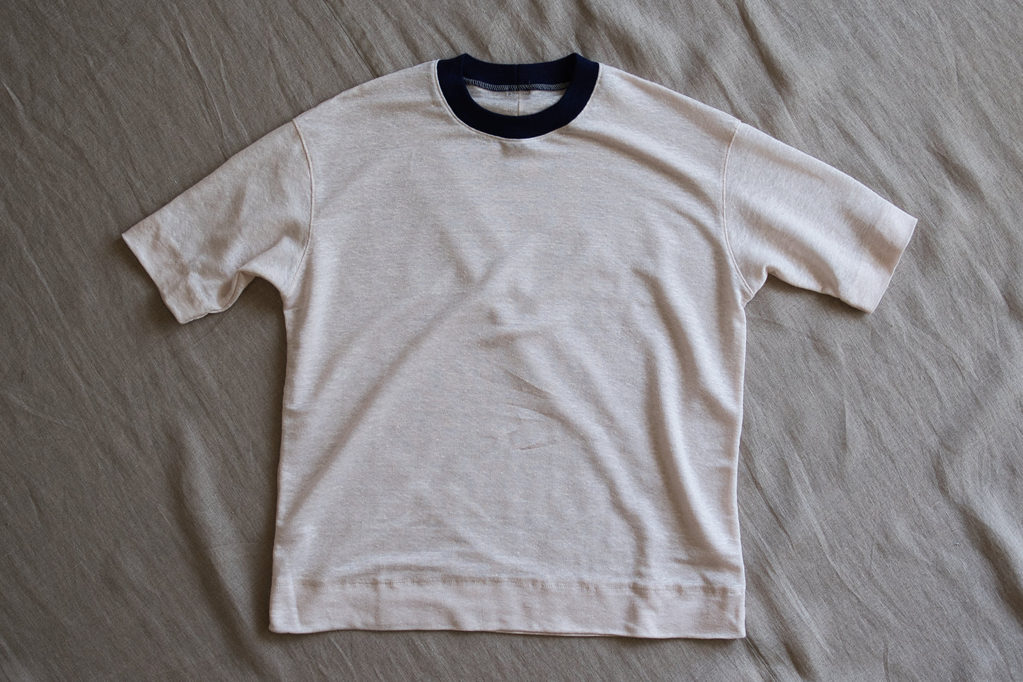 アイリッシュリネンリンガーT/Irish Linen Ringer T/Pinkish White - Purple
