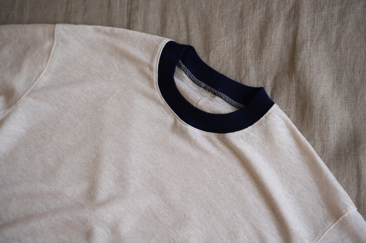 アイリッシュリネンリンガーT/Irish Linen Ringer T/Pinkish White - Purple