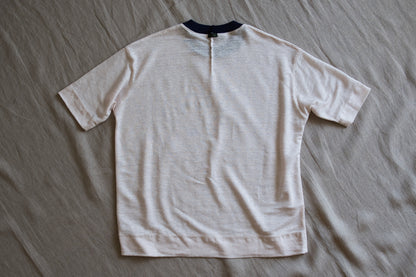 アイリッシュリネンリンガーT/Irish Linen Ringer T/Pinkish White - Purple