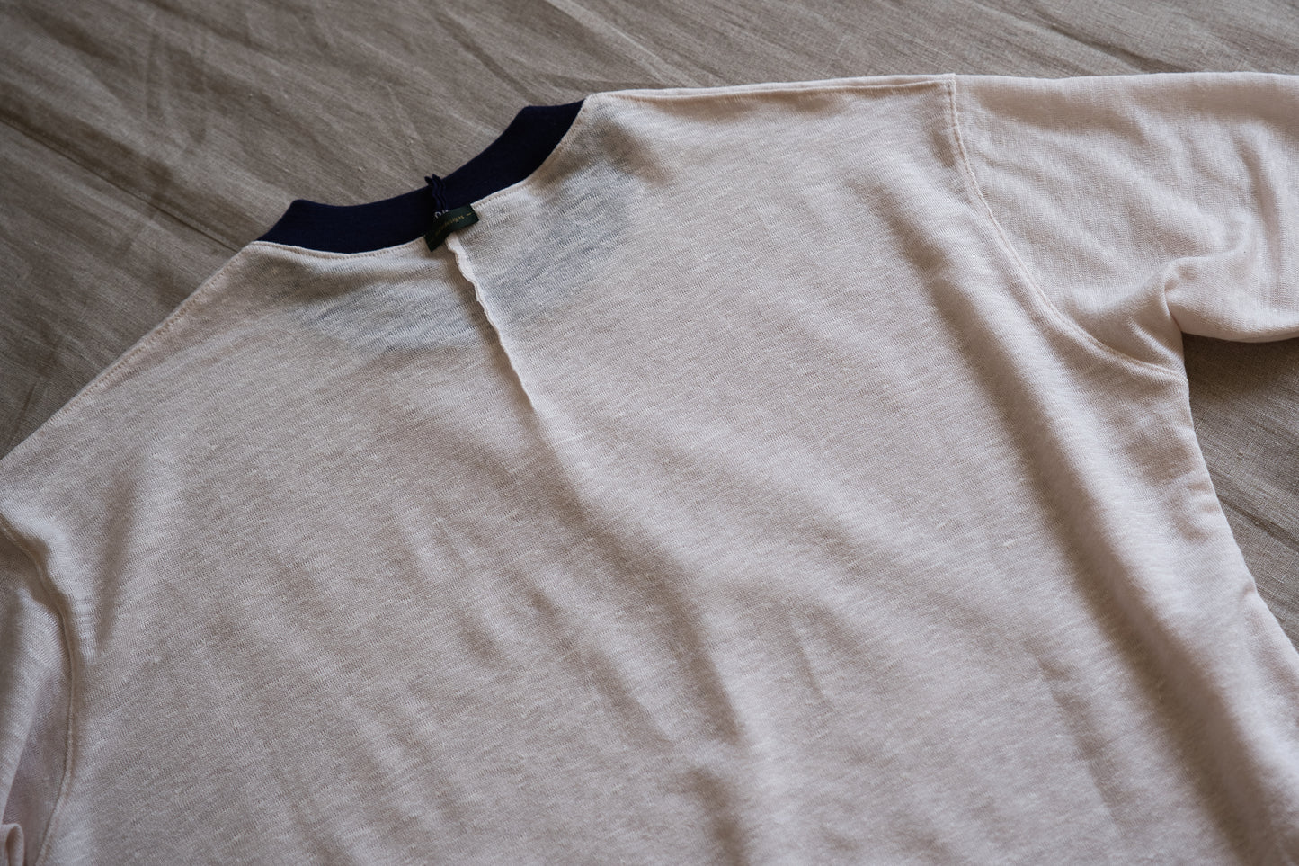 アイリッシュリネンリンガーT/Irish Linen Ringer T/Pinkish White - Purple