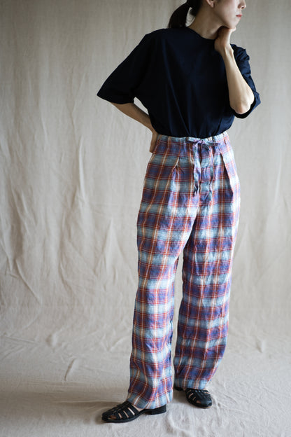 Normandy Linen Wide Pants/Multi Checkered