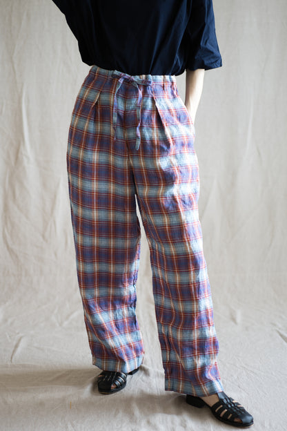 Normandy Linen Wide Pants/Multi Checkered