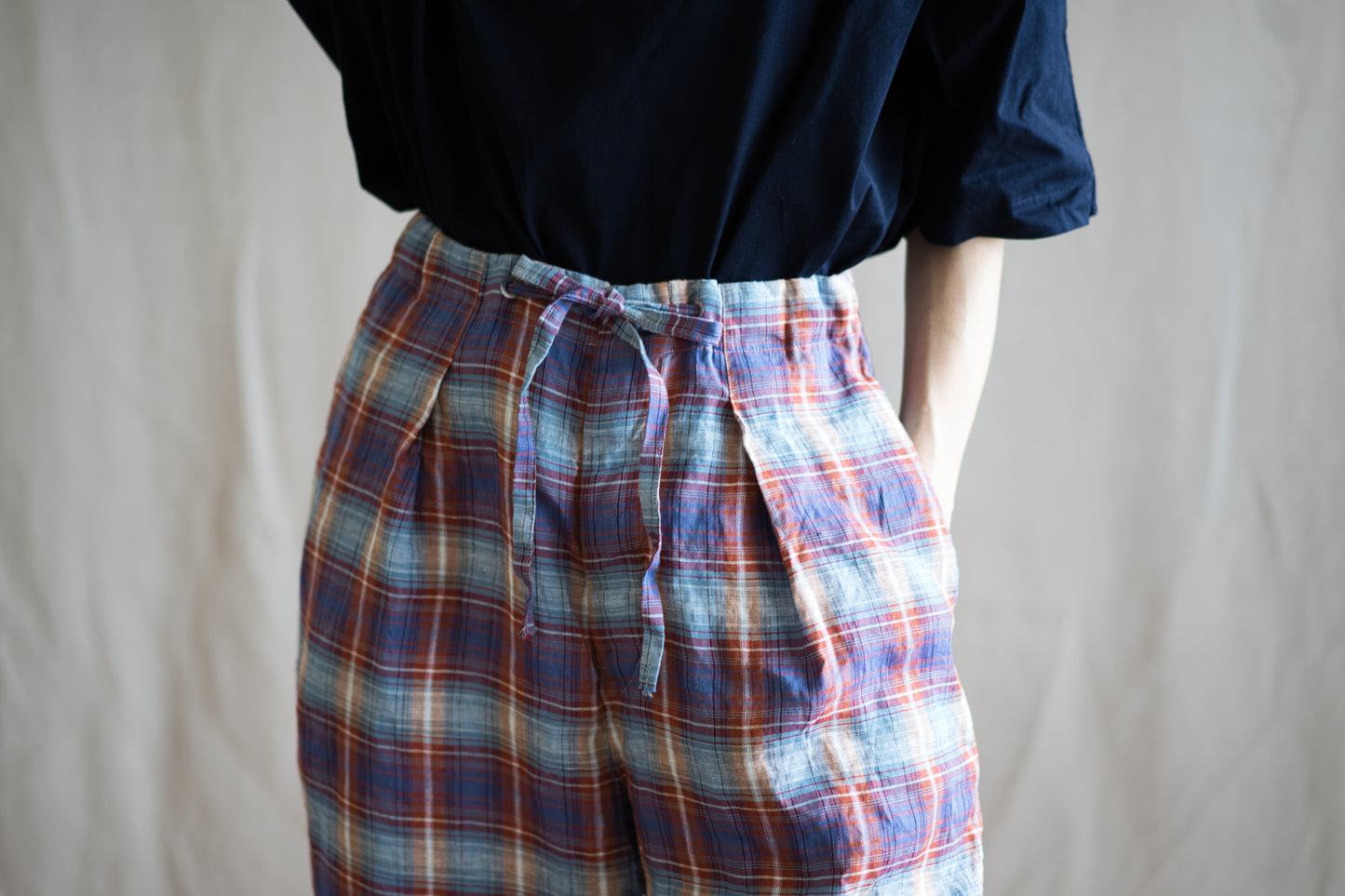 Normandy Linen Wide Pants/Multi Checkered