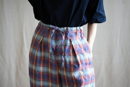 Normandy Linen Wide Pants/Multi Checkered