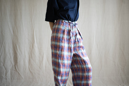 Normandy Linen Wide Pants/Multi Checkered