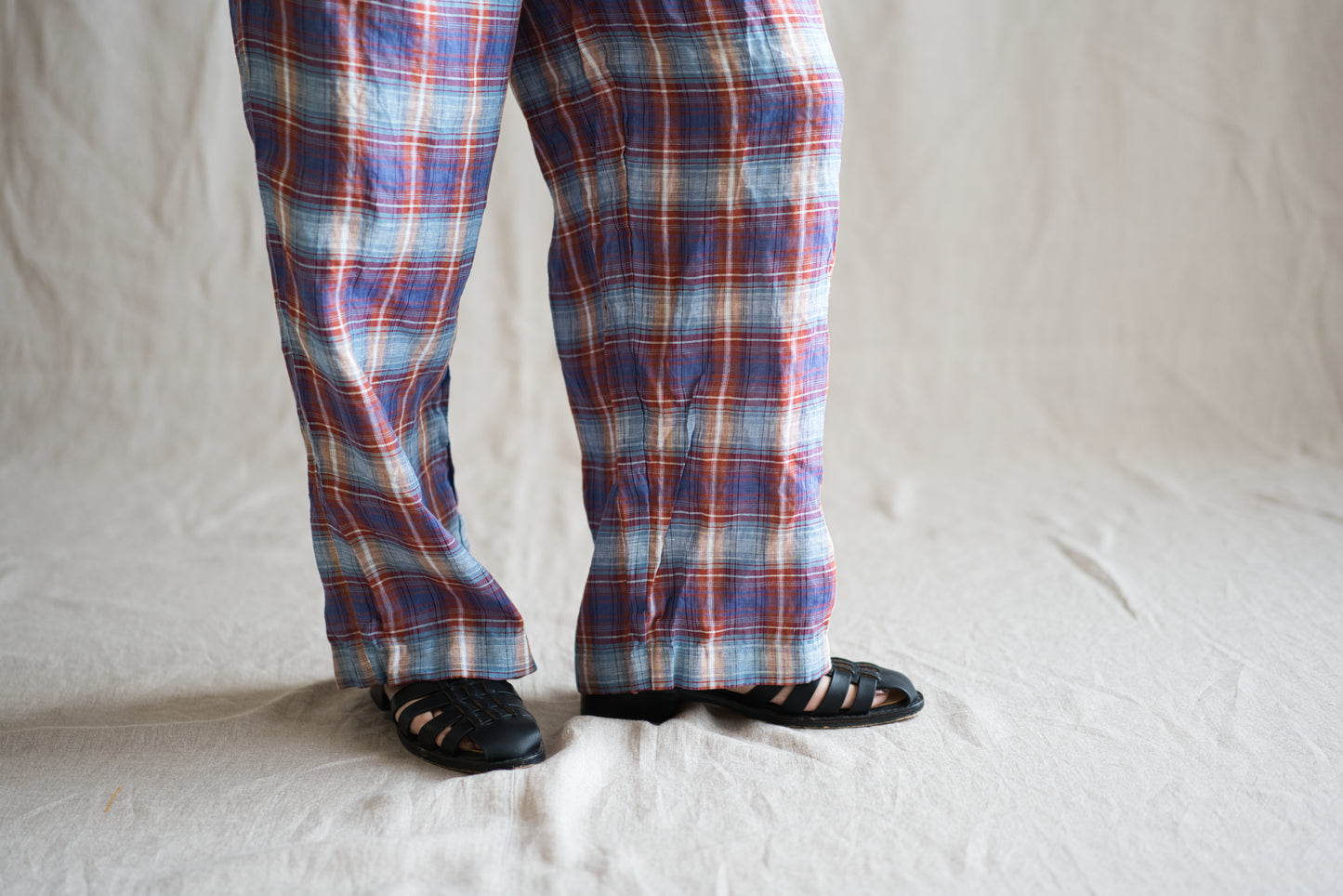 Normandy Linen Wide Pants/Multi Checkered