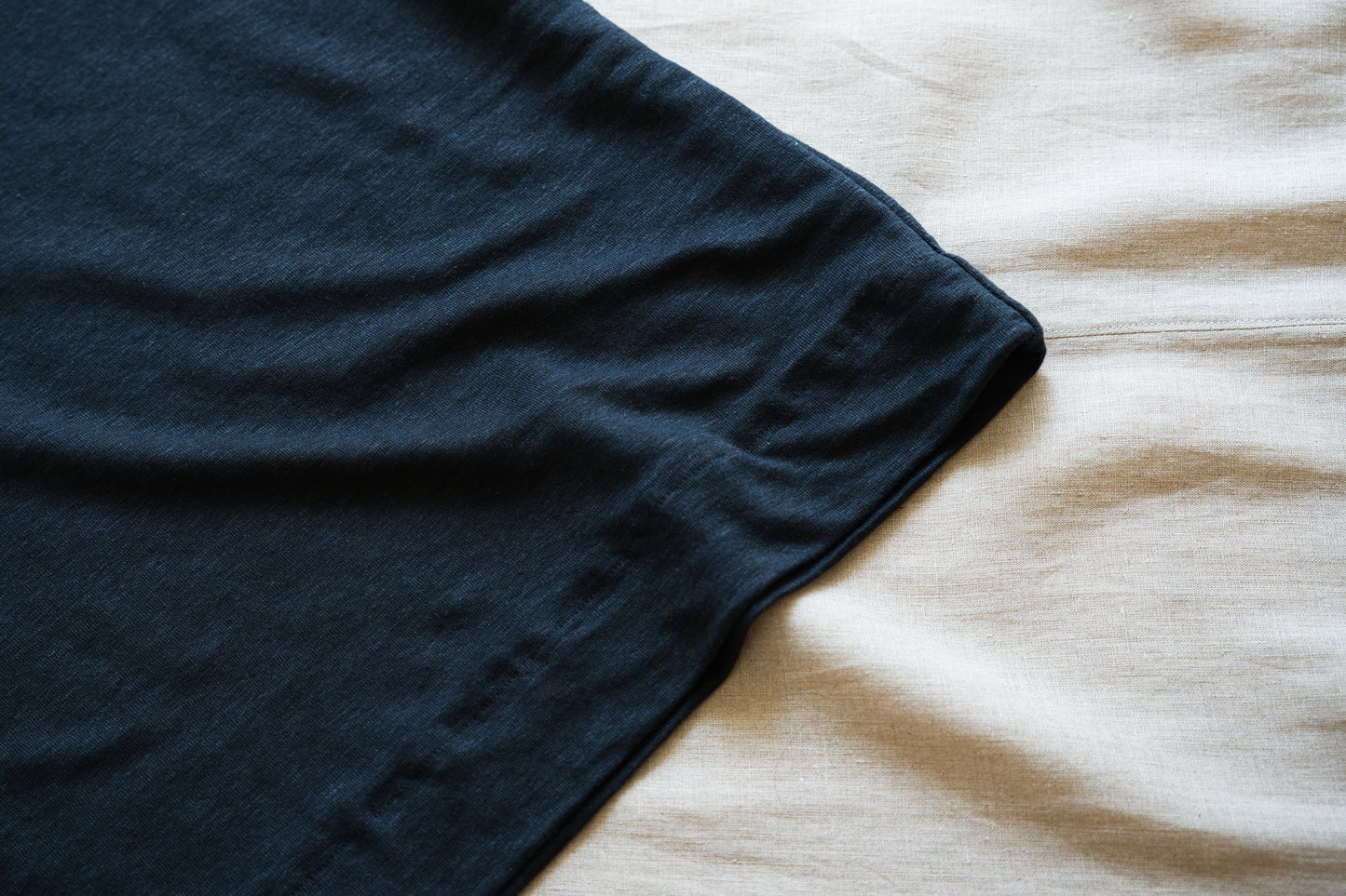 アイリッシュリネンリンガーT/Irish Linen Ringer T/Midnight Navy - Ecru