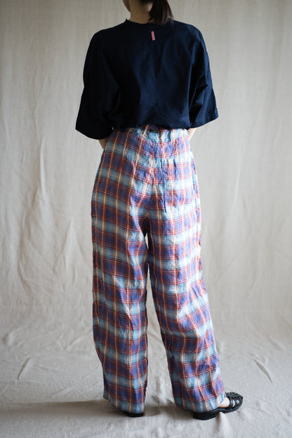 Normandy Linen Wide Pants/Multi Checkered
