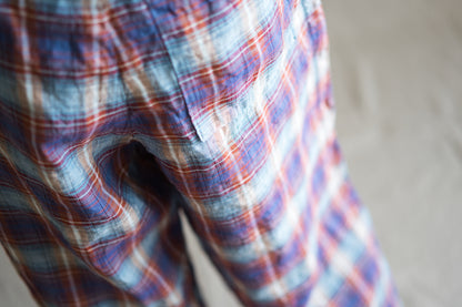 Normandy Linen Wide Pants/Multi Checkered
