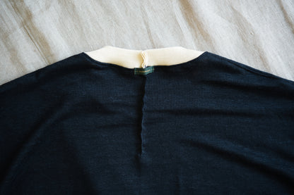 アイリッシュリネンリンガーT/Irish Linen Ringer T/Midnight Navy - Ecru