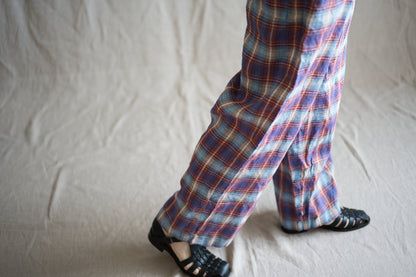 Normandy Linen Wide Pants/Multi Checkered