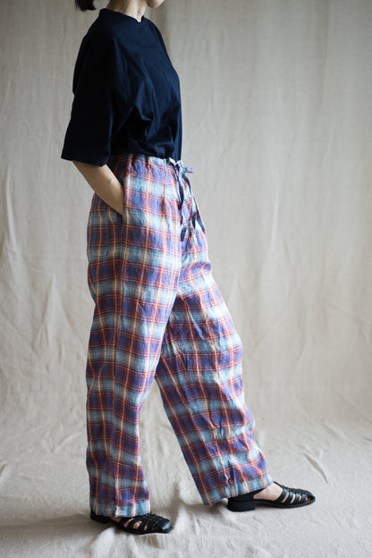 Normandy Linen Wide Pants/Multi Checkered