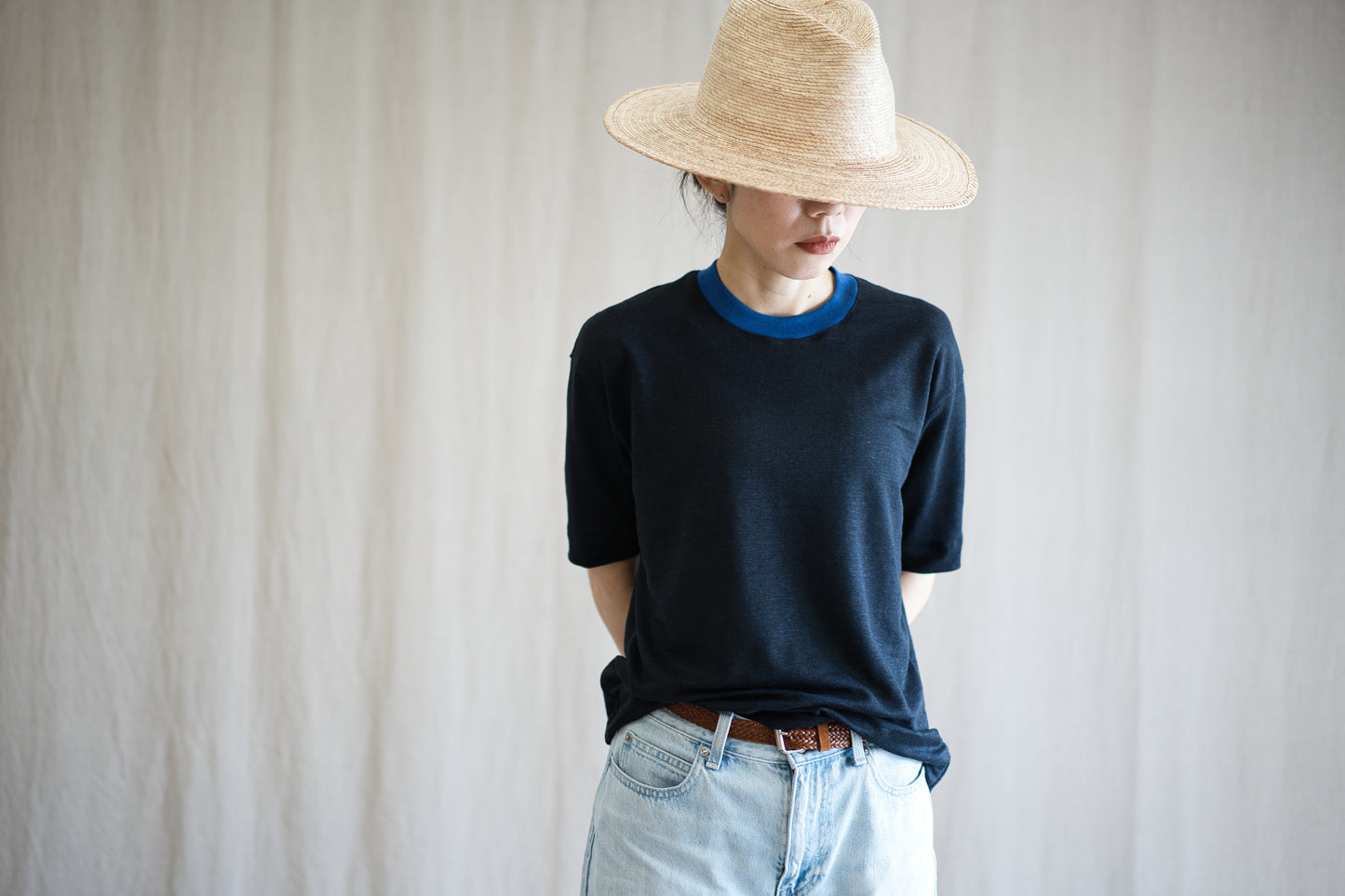 アイリッシュリネンリンガーT/Irish Linen Ringer T/Midnight Navy - Blue