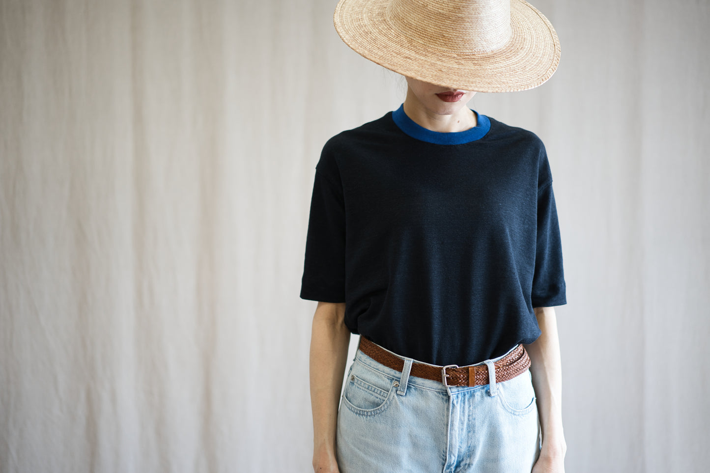 アイリッシュリネンリンガーT/Irish Linen Ringer T/Midnight Navy - Blue