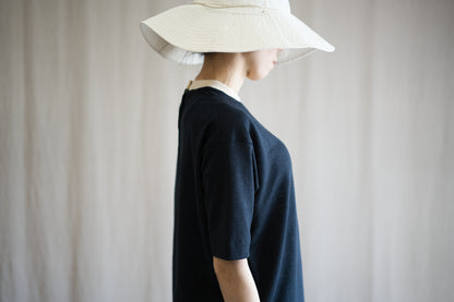 アイリッシュリネンリンガーT/Irish Linen Ringer T/Midnight Navy - Ecru