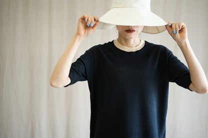 アイリッシュリネンリンガーT/Irish Linen Ringer T/Midnight Navy - Ecru