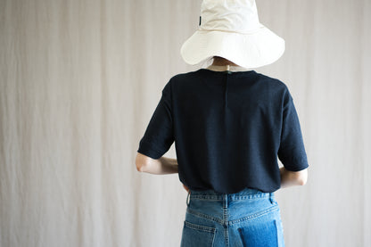 アイリッシュリネンリンガーT/Irish Linen Ringer T/Midnight Navy - Ecru