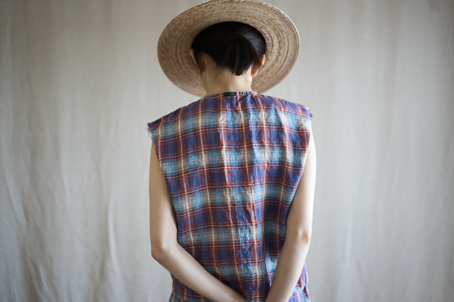 Normandy Linen Sleeveless Top/Multi Checkered