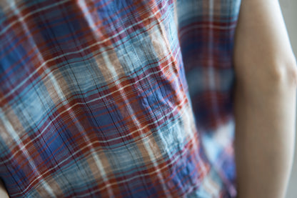 Normandy Linen Sleeveless Top/Multi Checkered
