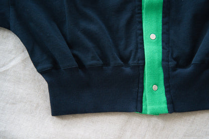 強撚糸コットン 半袖カーディガン/High-twisted yarn  cardigan/Dark navy/green