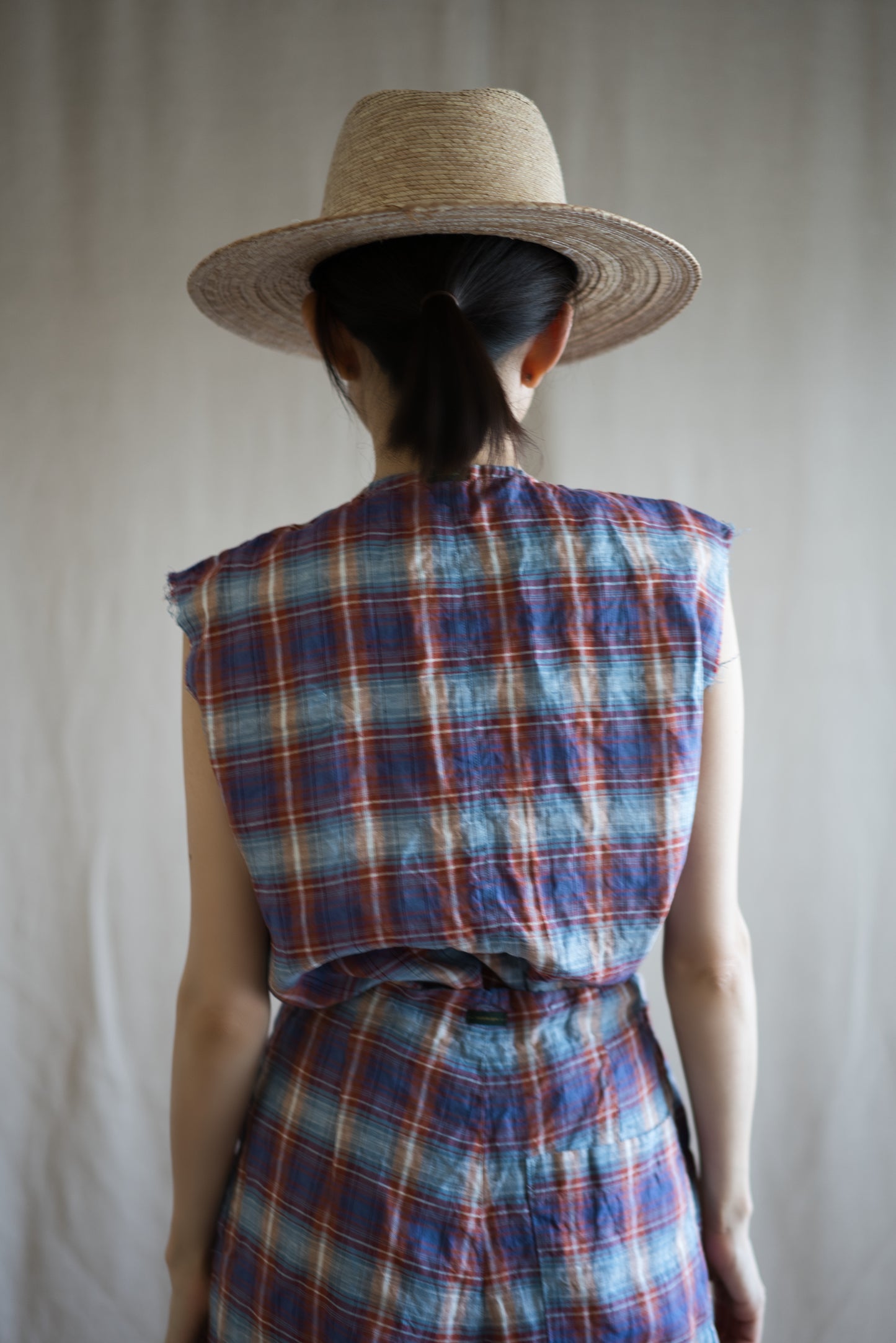 Normandy Linen Sleeveless Top/Multi Checkered