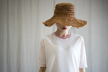 アイリッシュリネンリンガーT/Irish Linen Ringer T/Pinkish White - Pink