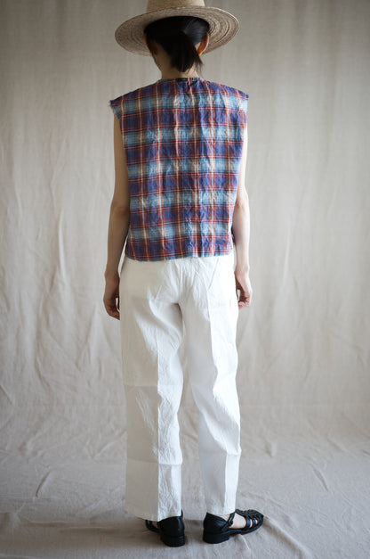 Normandy Linen Sleeveless Top/Multi Checkered
