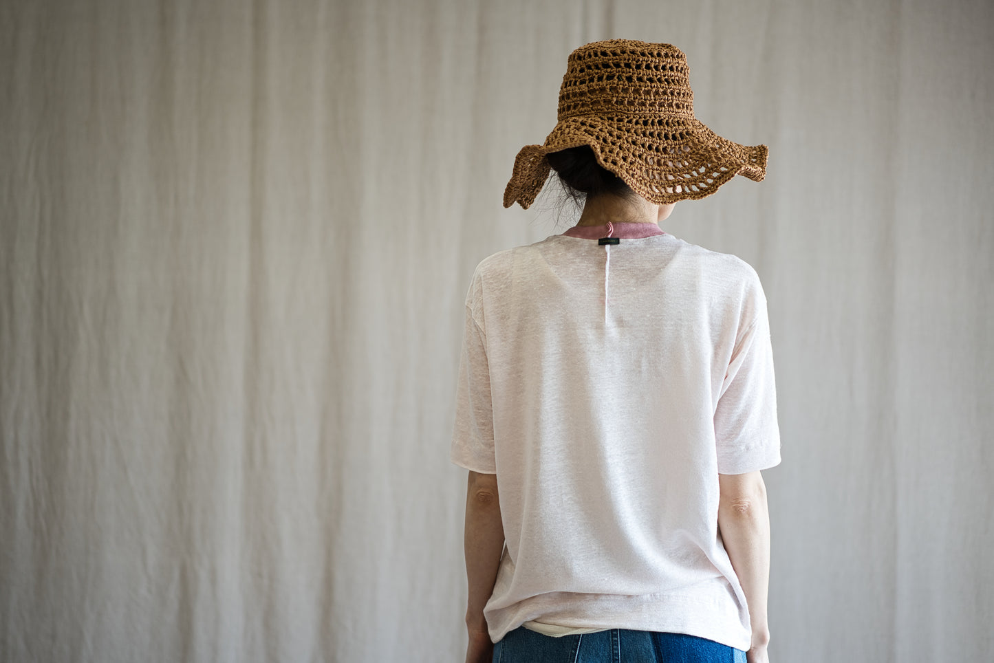 アイリッシュリネンリンガーT/Irish Linen Ringer T/Pinkish White - Pink