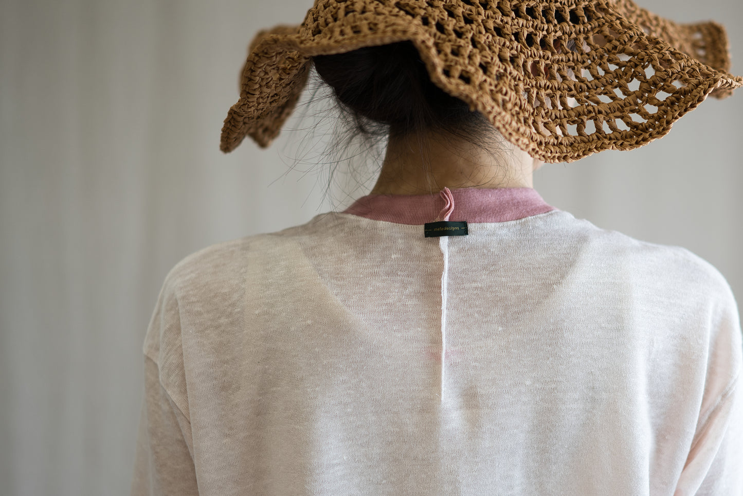 アイリッシュリネンリンガーT/Irish Linen Ringer T/Pinkish White - Pink