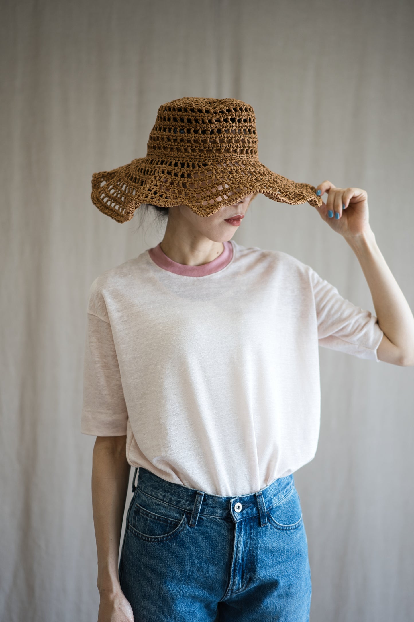 アイリッシュリネンリンガーT/Irish Linen Ringer T/Pinkish White - Pink