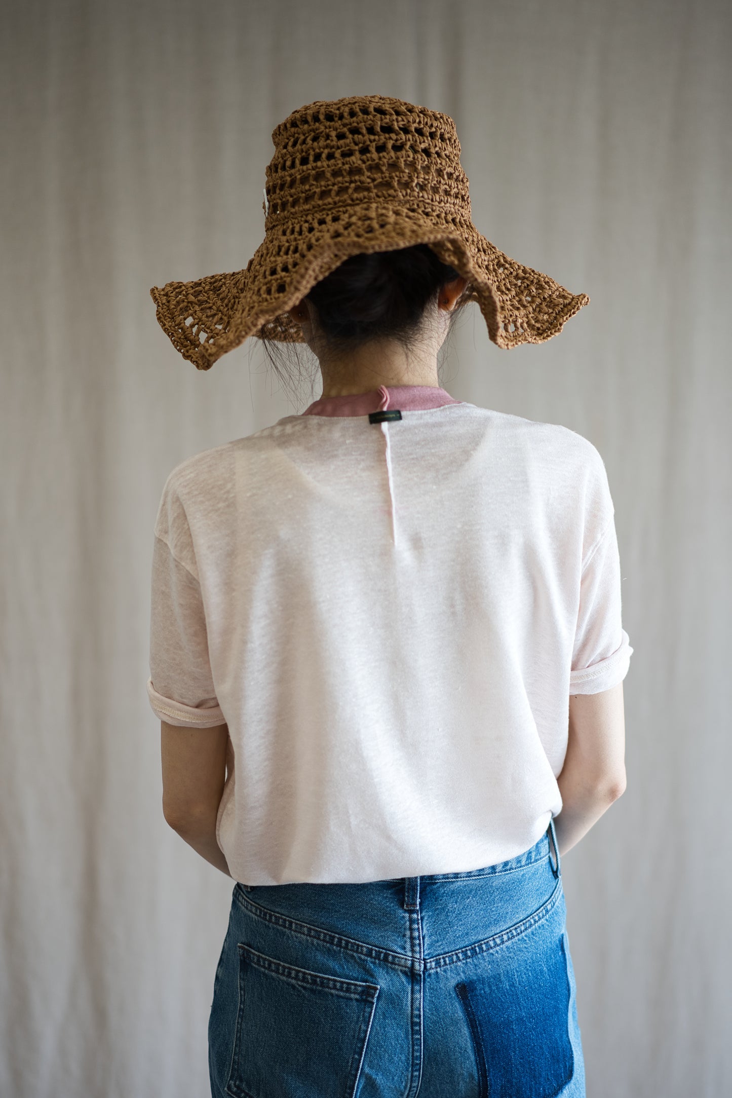アイリッシュリネンリンガーT/Irish Linen Ringer T/Pinkish White - Pink