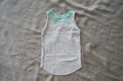 強撚リブタンクトップHigh-twisted Tank top/Ice gray/mint