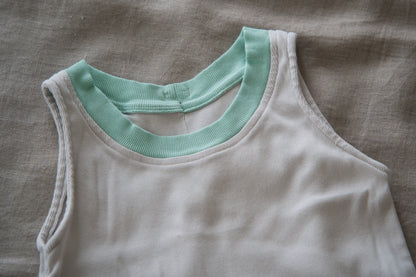 強撚リブタンクトップHigh-twisted Tank top/Ice gray/mint