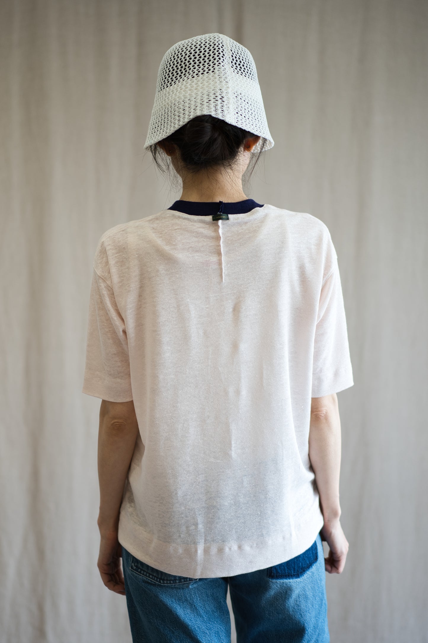 アイリッシュリネンリンガーT/Irish Linen Ringer T/Pinkish White - Purple