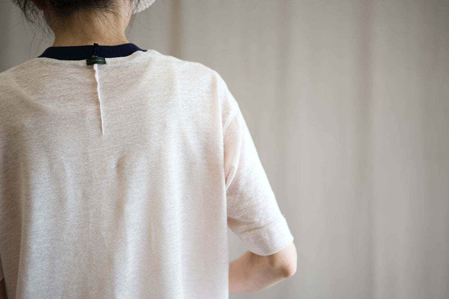 アイリッシュリネンリンガーT/Irish Linen Ringer T/Pinkish White - Purple