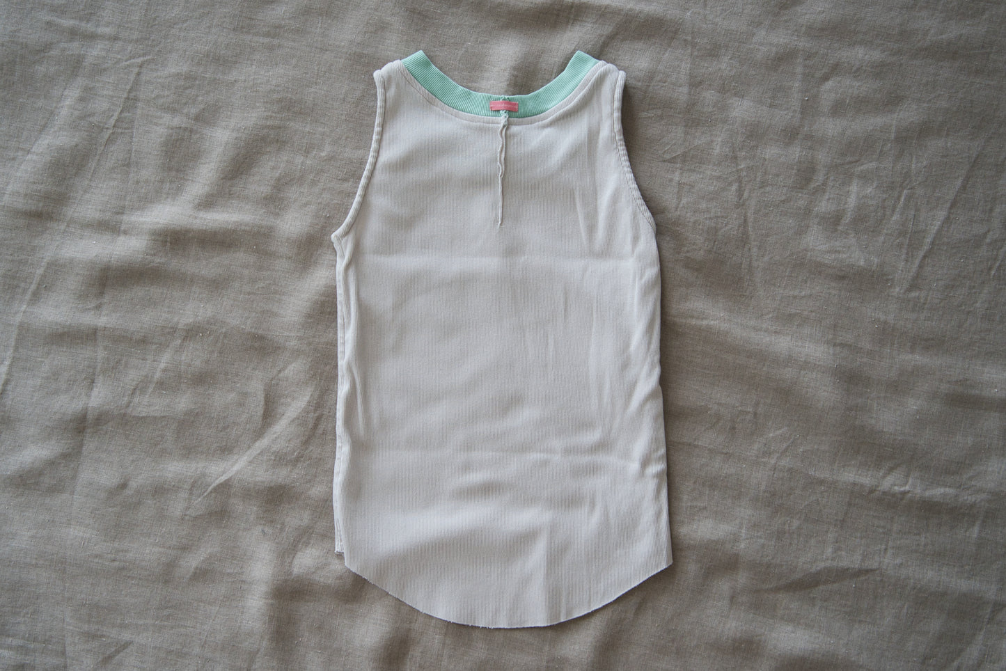 強撚リブタンクトップHigh-twisted Tank top/Ice gray/mint