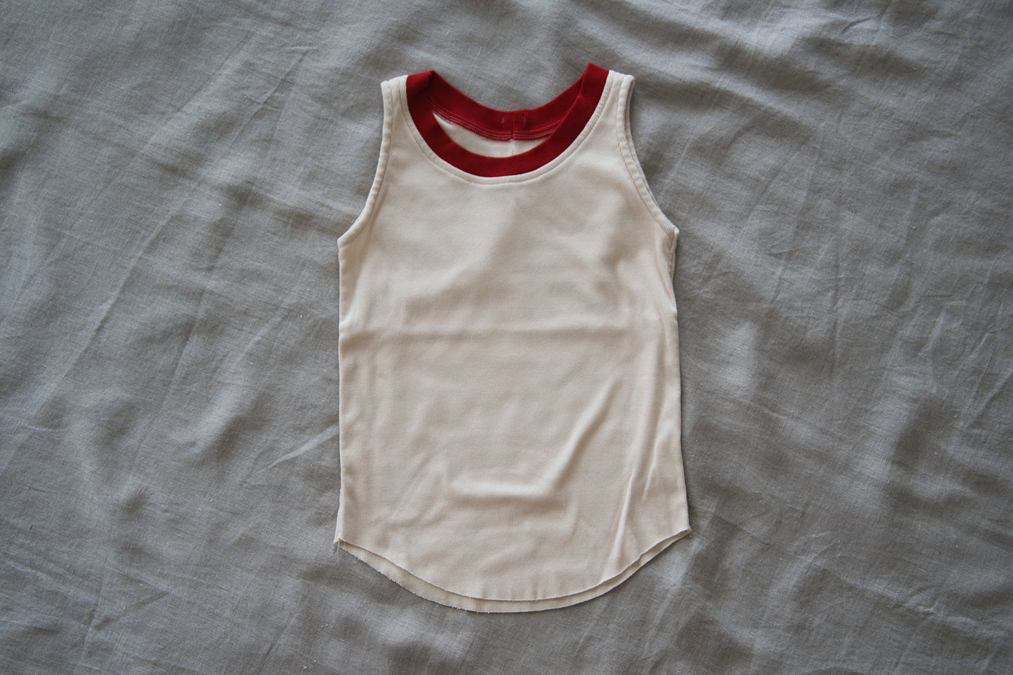 強撚リブタンクトップHigh-twisted Tank top/Light beige/red