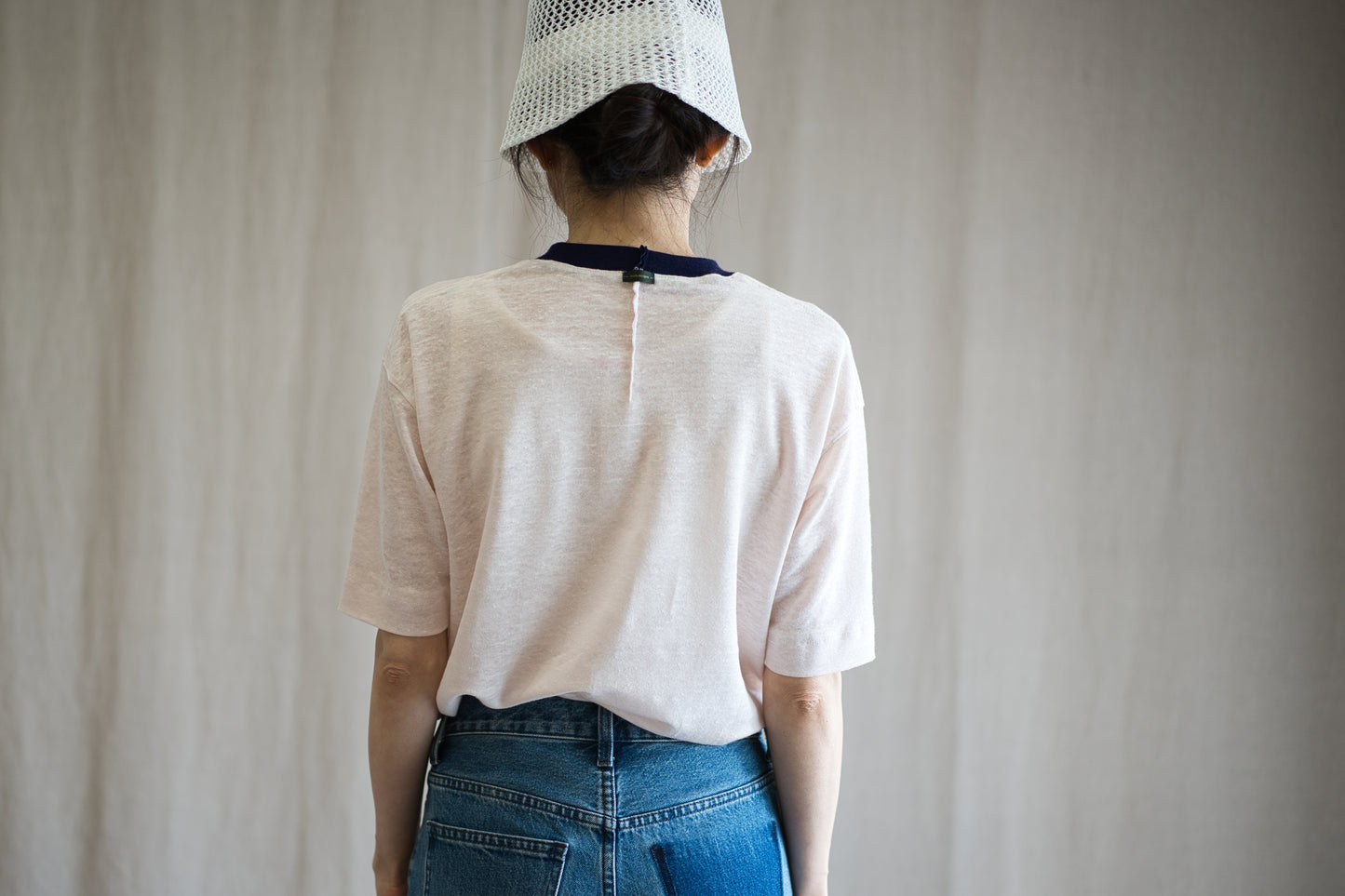 アイリッシュリネンリンガーT/Irish Linen Ringer T/Pinkish White - Purple