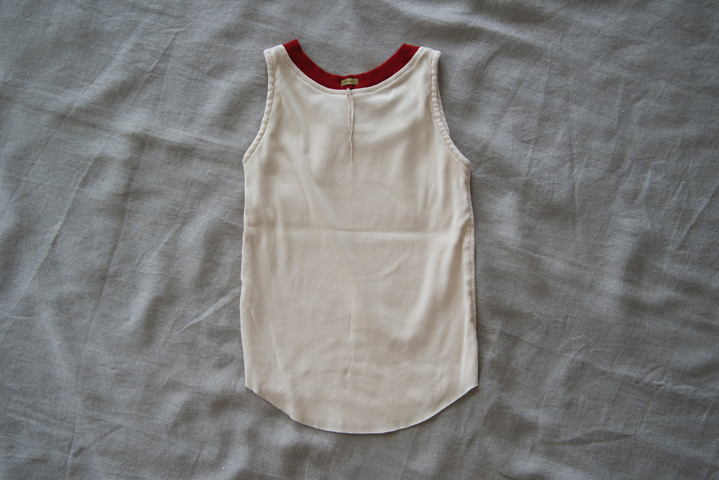 強撚リブタンクトップHigh-twisted Tank top/Light beige/red